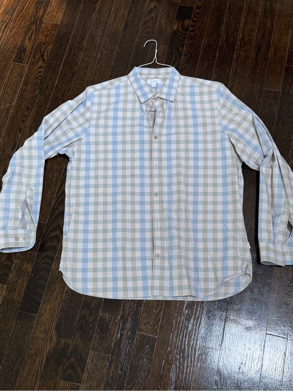 NEW Calvin Klein Light Blue & Gray Check Button-Down Shirt